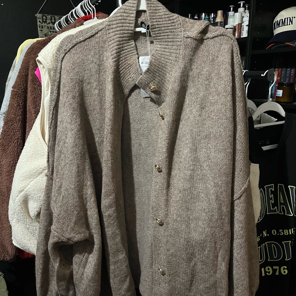 Women's Cozy Tan Cardigan Sweater